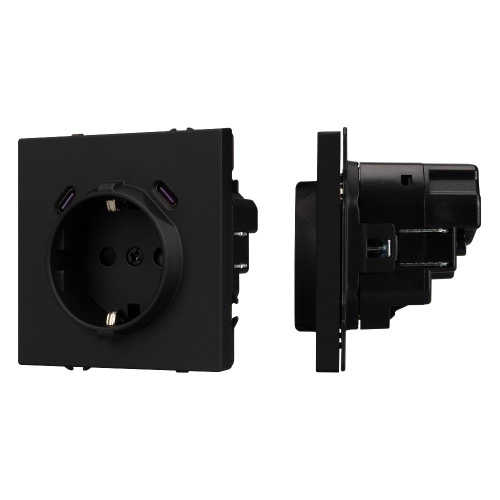Механизм розетки с USB зарядкой SCT-NOBE-MUCC-SFPL-BK (230V, 16A) (Arlight, -)