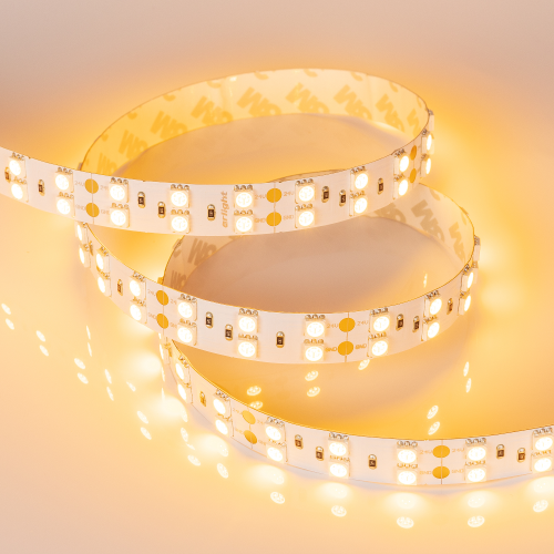 Лента RT 2-5000 24V Yellow 2x2 (5060, 600 LED, LUX) (Arlight, 28.8 Вт/м, IP20)