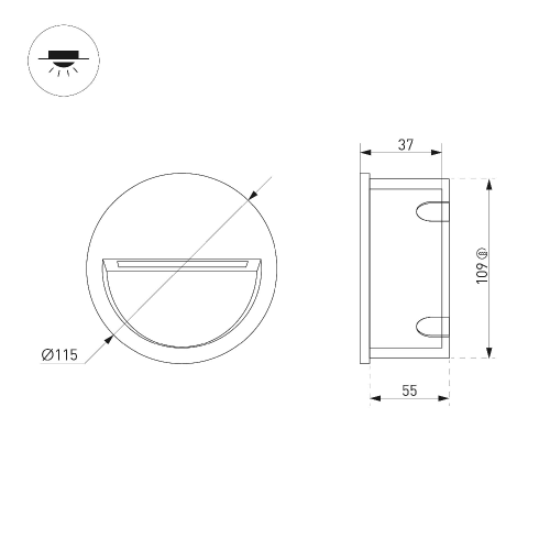 Светильник LTD-TRAIL-R115-4W Warm3000 (GR, 65 deg, 230V) (Arlight, IP65 Металл, 3 года)