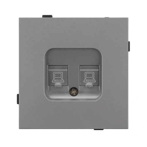 Механизм компьютерной розетки двойной SCT-TENDO-MPC2-PL-GR (RJ-45, CAT6) (Arlight, Графитовый)