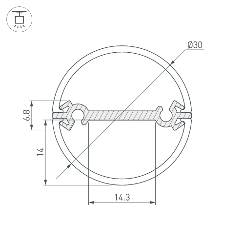 Профиль ROUND-D30-DUAL-2000 ANOD (Arlight, Алюминий)