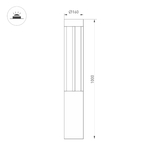 Светильник LGD-CASTELLO-BOLL-H1000-20W Warm3500-MIX (GR, 80 deg, 230V) (Arlight, IP65 Металл, 5 лет)