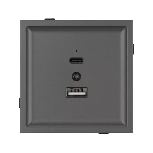 Механизм USB розетки SCT-TENDO-MUAC-SFPL-GR (5V, 3A, QC3) (Arlight, Матовый графитовый)