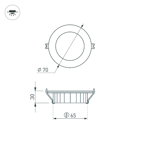 Светодиодный светильник LTM-R70WH-Frost 4.5W Day White 110deg (Arlight, IP40 Металл, 3 года)