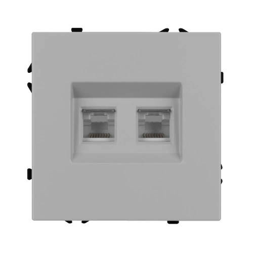 ARL NOBE Розетка компьютерная двойная софт-тач никель SCT-MPC2-SFPL-IS (2хRJ-45, CAT6) (Arlight, -)