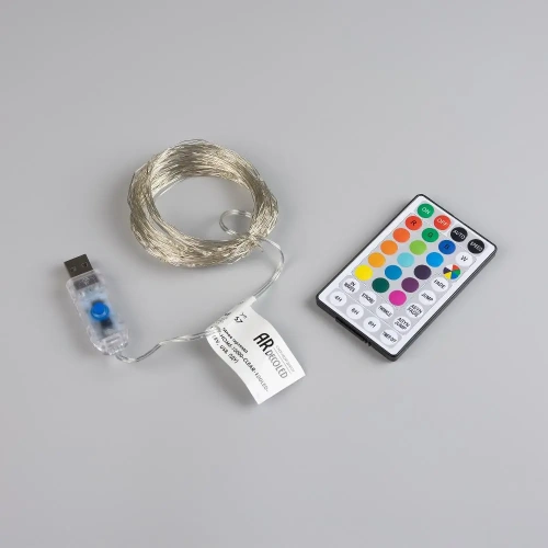 Светодиодная гирлянда ARD-DEW-HOME-10000-CLEAR-100LED-LIVE RGB (5V, USB, ПДУ) (Ardecoled, IP20)