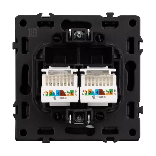 Механизм сдвоенной компьютерной розетки SCT-NOBE-MPC2-SFPL-GR (RJ-45, CAT6) (Arlight, Серый базальт)