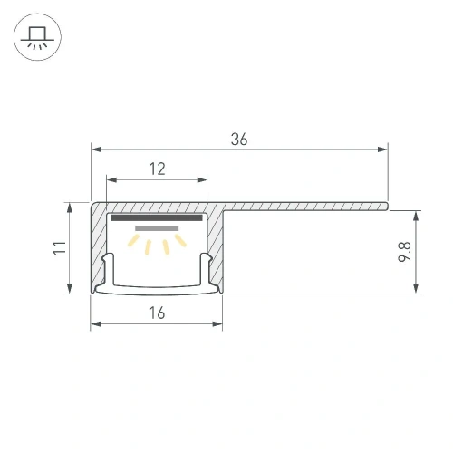 Профиль ARH-DECORE-S12-LINE-EDGE-2000 ANOD (Arlight, Алюминий)