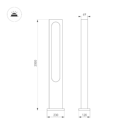 Светильник LGD-MUSE-BOLL-H2000-18W Warm3000 (DG, 328 deg, 230V) (Arlight, IP65 Металл, 3 года)