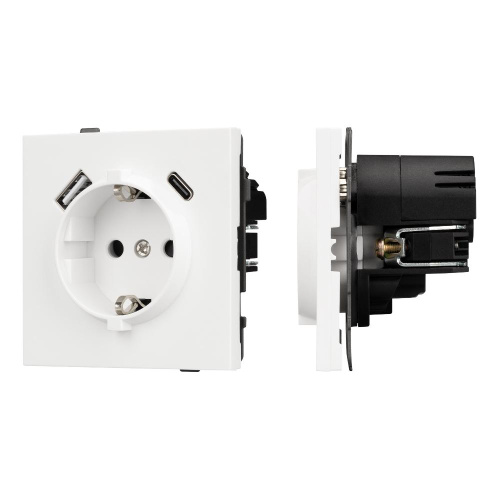 Механизм розетки с USB зарядкой SCT-TENDO-MUAC-SFPL-WH (230V, 16A) (Arlight, Матовый белый)