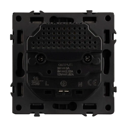 ARL NOBE Розетка зк со шторками с USB тип А+С софт-тач черный оникс SCT-MUAC-SFPL-BK (250V, 16A) (Arlight, -)