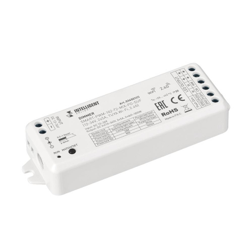 INTELLIGENT ARLIGHT Диммер SMART-PWM-102-72-MIX-PD-SUF (12-36V, 2x5A, TUYA Wi-Fi, 2.4G) (IARL, IP20 Пластик, 5 лет)