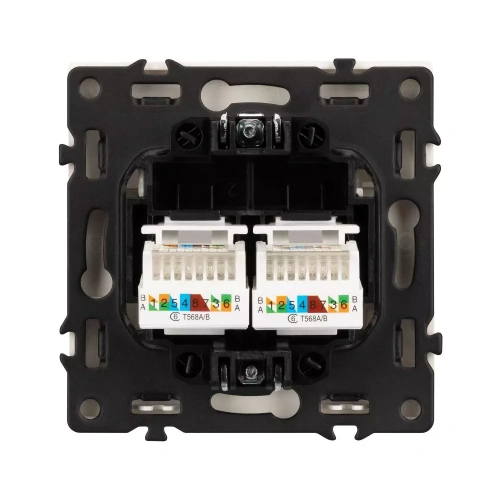 Механизм сдвоенной компьютерной розетки SCT-NOBE-MPC2-SFPL-WH (RJ-45, CAT6) (Arlight, Белый кварц)