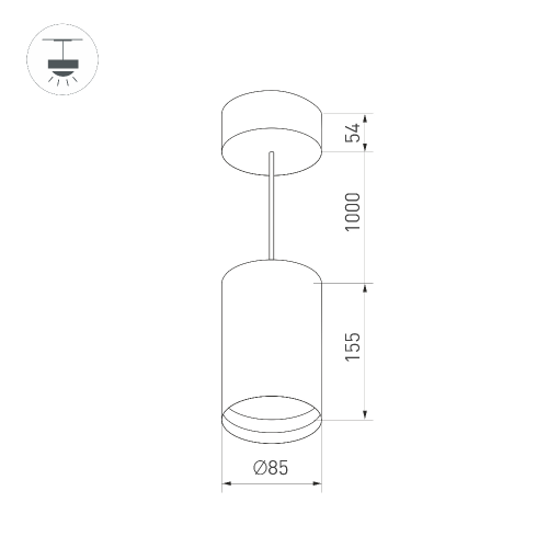 Светильник подвесной SP-POLO-R85-2-15W Warm White 40deg (White, Black Ring) (Arlight, IP20 Металл, 3 года)