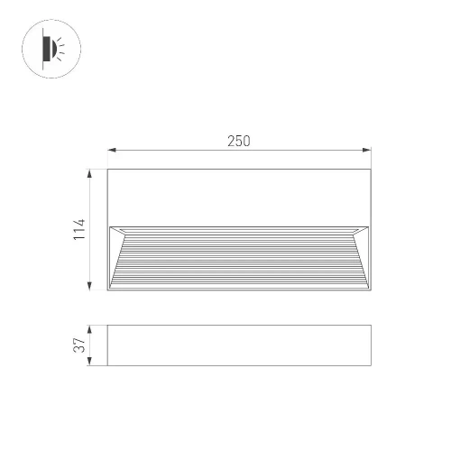 Светильник LGD-RIBONIK-S250x114-10W Warm3000 (Черный, 70 deg, 230V) (Arlight, IP65 Металл, 5 лет)