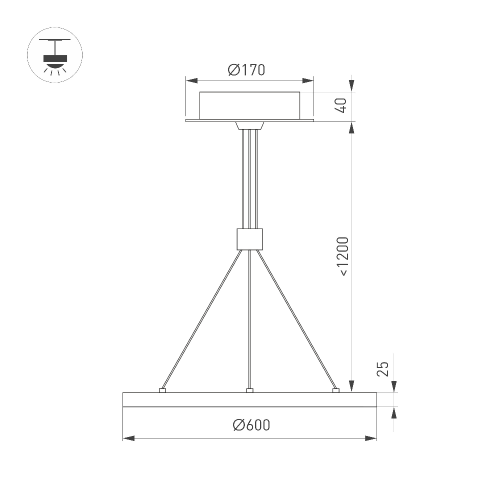 Светильник SP-CONGO-CAN-1-R600-36W Warm3000 (GD, 120 deg, 230V) (Arlight, IP20 Металл, 5 лет)