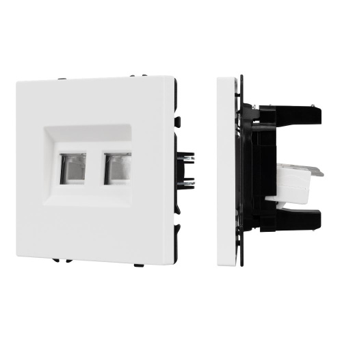 ARL NOBE Розетка телефонная двойная софт-тач белый кварц SCT-MTL2-SFPL-WH (2хRJ-11, 4C) (Arlight, -)