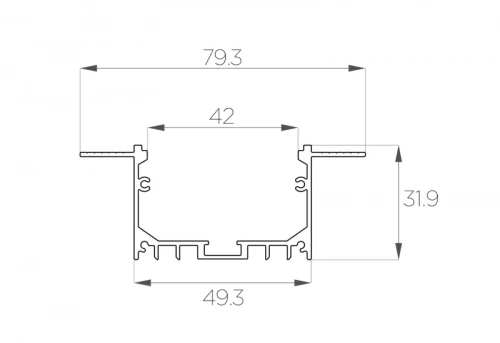 Профиль алюминиевый под шпаклевку LC-LPSH-3280-2 Anod