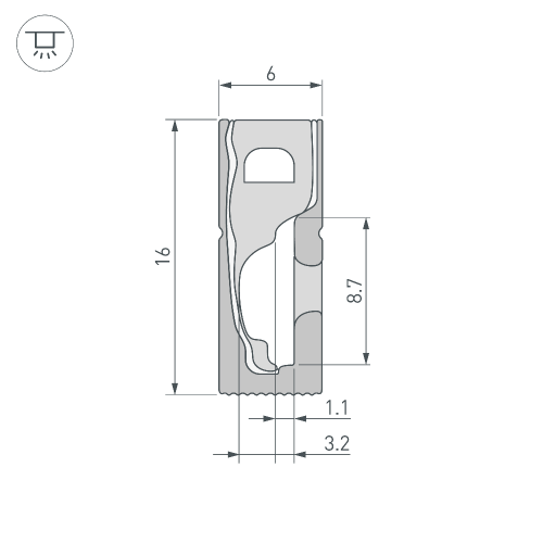 Силиконовый профиль WPH-FLEX-0616-SIDE-S9-5m BLACK (Arlight, Силикон)