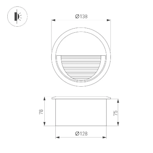 Светильник встраиваемый LTD-RIBONIK-R138-5W Day4000 (Черный, 50 deg, 230V) (Arlight, IP65 Металл, 5 лет)