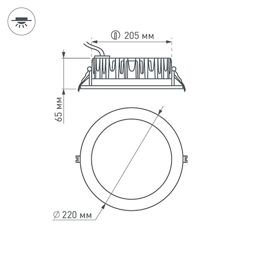 Светодиодный светильник LTD-220WH-FROST-30W Warm White 110deg (Arlight, IP44 Металл, 3 года)