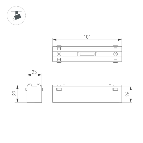 Светильник MAG-VIBE-LASER-L101-6W Warm3000 (BK, 24 deg, 48V) (Arlight, IP20 Металл, 5 лет)