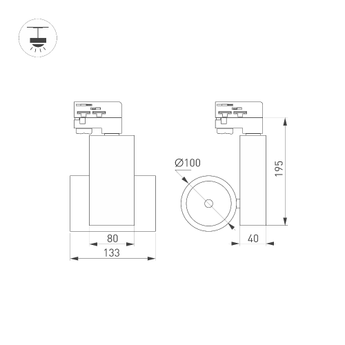 Светильник LGD-ARES-4TR-R100-40W Warm3000 (BK, 24 deg) (Arlight, IP20 Металл, 3 года)