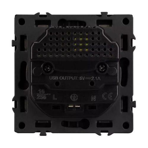 Механизм розетки с USB зарядкой SCT-NOBE-MUAA-SFPL-BK (230V, 16A) (Arlight, Черный оникс)