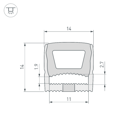 Силиконовый профиль WPH-FLEX-1414-TOP-S11-50m WHITE (Arlight, Силикон)