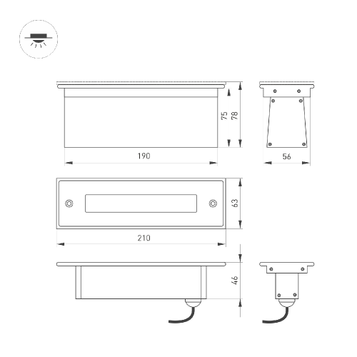 Светильник LTD-LINE-TILT-S210-8W Day4000 (SL, 120 deg, 230V) (Arlight, IP67 Металл, 3 года)