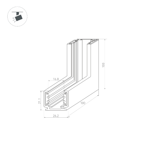 Коннектор угловой MAG-ORIENT-CON-2620-L90-INT (BK, внутренний) (Arlight, IP20 Металл, 3 года)