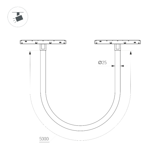 Светильник MAG-ORIENT-TUBE-ELASTIC-R25-L5000-70W Warm3000 (BK, 360 deg, 48V) (Arlight, IP20 Металл, 3 года)