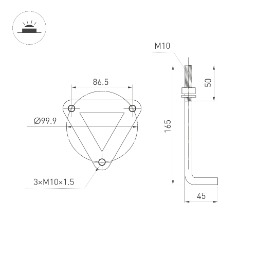 Светильник LGD-FRESNEL-BOLL-H1200-20W Warm3500-MIX (GR, 290 deg, 230V) (Arlight, IP65 Металл, 5 лет)