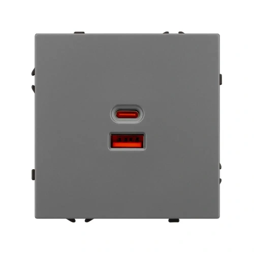 ARL NOBE USB Розетка тип A+C софт-тач серый базальт SCT-MUAC-SFPL-FC-GR (65W, QC3) (Arlight, -)