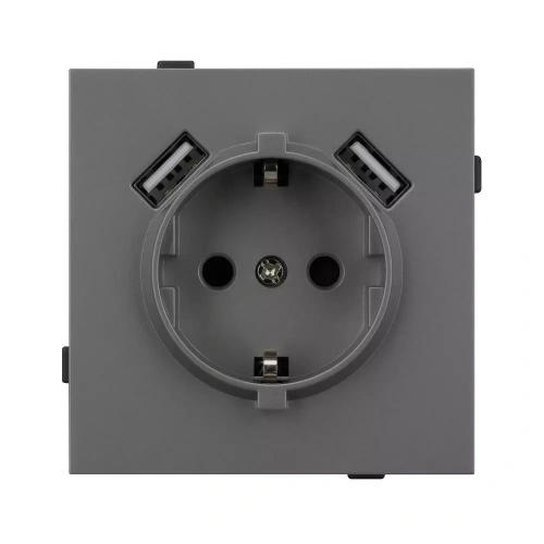 Механизм розетки с USB зарядкой SCT-TENDO-MUAA-SFPL-GR (230V, 16A) (Arlight, Матовый графитовый)