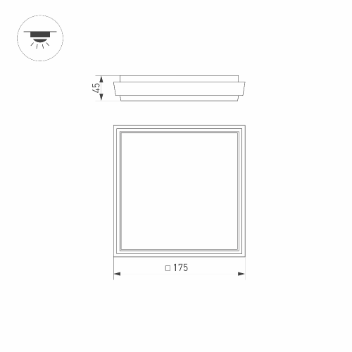 Светильник LGD-AREA-S175x175-10W Day4000 (GR, 110 deg, 230V) (Arlight, IP54 Металл, 3 года)