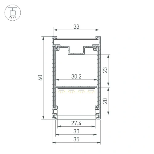 Профиль LINE-3560-BENT-SIDE-2000 ANOD (Arlight, Алюминий)