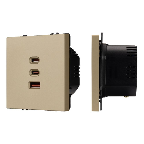 ARL NOBE USB Розетка тип А+С+С софт-тач золотой песок SCT-MUACC-SFPL-FC-GD (65W, QC3) (Arlight, -)