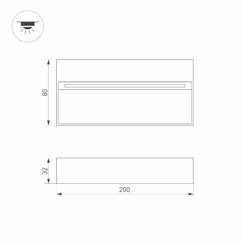 Светильник LGD-TRACE-S200x80-8W Warm3000 (GR, 65 deg, 230V) (Arlight, IP65 Металл, 3 года)