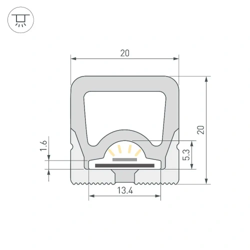 Силиконовый профиль WPH-FLEX-2020-TOP-S13-5m WHITE (Arlight, Силикон)