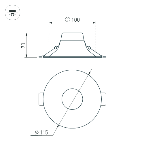 Светильник MS-BLIZZARD-BUILT-R115-10W Warm3000 (BK, 100 deg, 230V) (Arlight, IP20 Металл, 3 года)