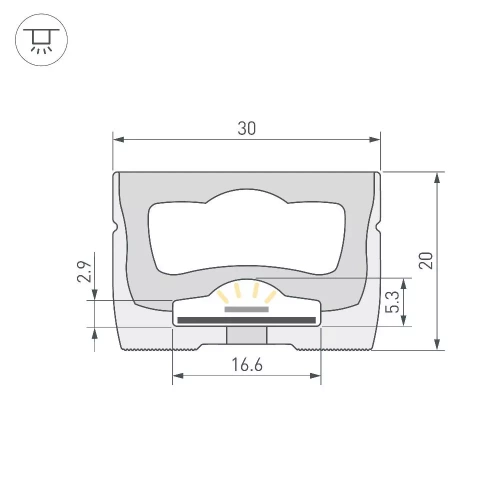 Силиконовый профиль WPH-FLEX-3020-TOP-S16-5m WHITE (Arlight, Силикон)
