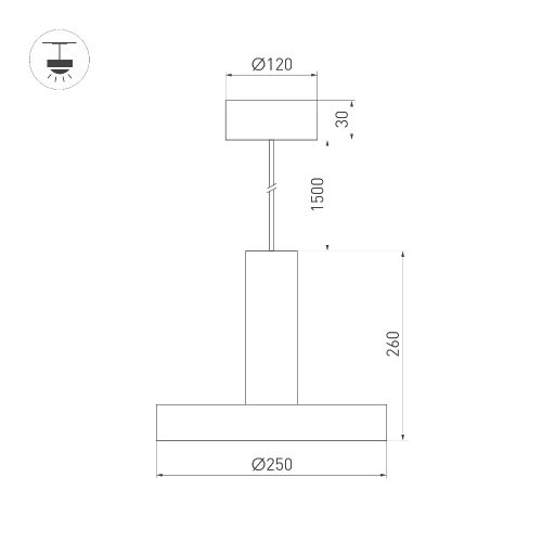 Светильник SP-ERIC-R250-8W Warm3000 (BK, 120 deg, 230V) (Arlight, IP20 Металл, 3 года)