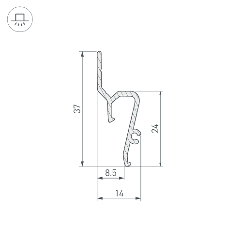 Профиль STRETCH-SHADOW-TECH-VENT-2000 BLACK (A2-DELTA) (Arlight, Алюминий)