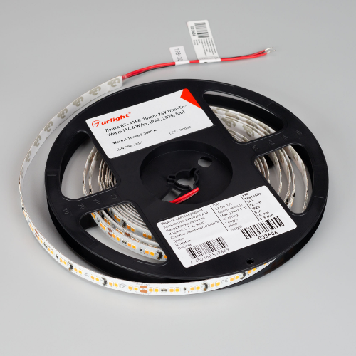 Лента RT-A168-10mm 24V Dim-To-Warm (14.4 W/m, IP20, 2835, 5m) (Arlight, Dim-To-Warm)