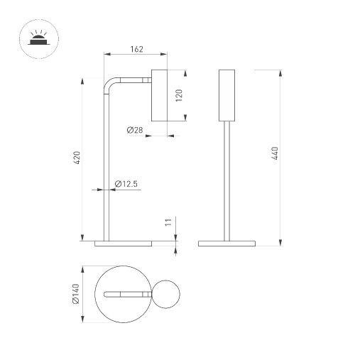 Светильник SP-VERDI-TAB-3W Warm3000 (WH, 20 deg, 230V) (Arlight, IP20 Металл, 3 года)