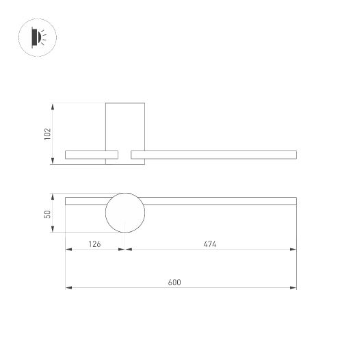 Светильник SP-VINCI-S600x55-7W Warm3000 (BK, 110 deg, 230V) (Arlight, IP20 Металл, 3 года)