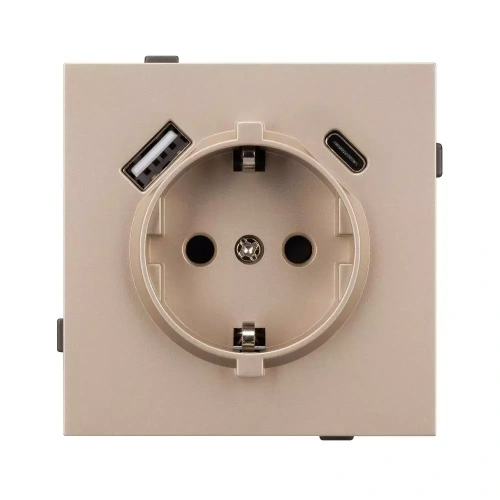 Механизм розетки с USB зарядкой SCT-TENDO-MUAC-PL-GD (230V, 16A) (Arlight, Песочный)