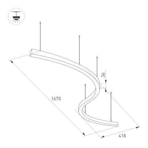 Светильник SP-LINE-HANG ARC-S3535-D800-65W Warm3000 (BLACK, 230V) (Arlight, Металл)