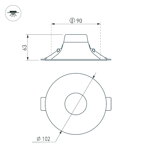 Светильник MS-BLIZZARD-BUILT-R102-8W Warm3000 (BK, 100 deg, 230V) (Arlight, IP20 Металл, 3 года)